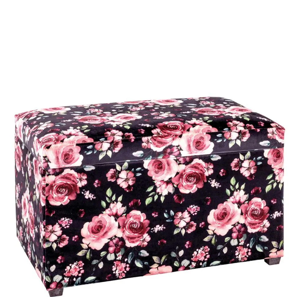 Sitztruhe mit Rosen Motiv Samtstoff - Greeks