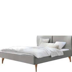 Skandi Bett in Grau mit Eiche Bianco - Potosia