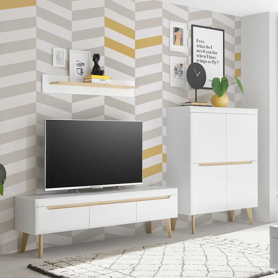 Skandi Design Wohnwand Möbel Set - Ginko (dreiteilig)