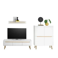 Skandi Design Wohnwand Möbel Set - Ginko (dreiteilig)