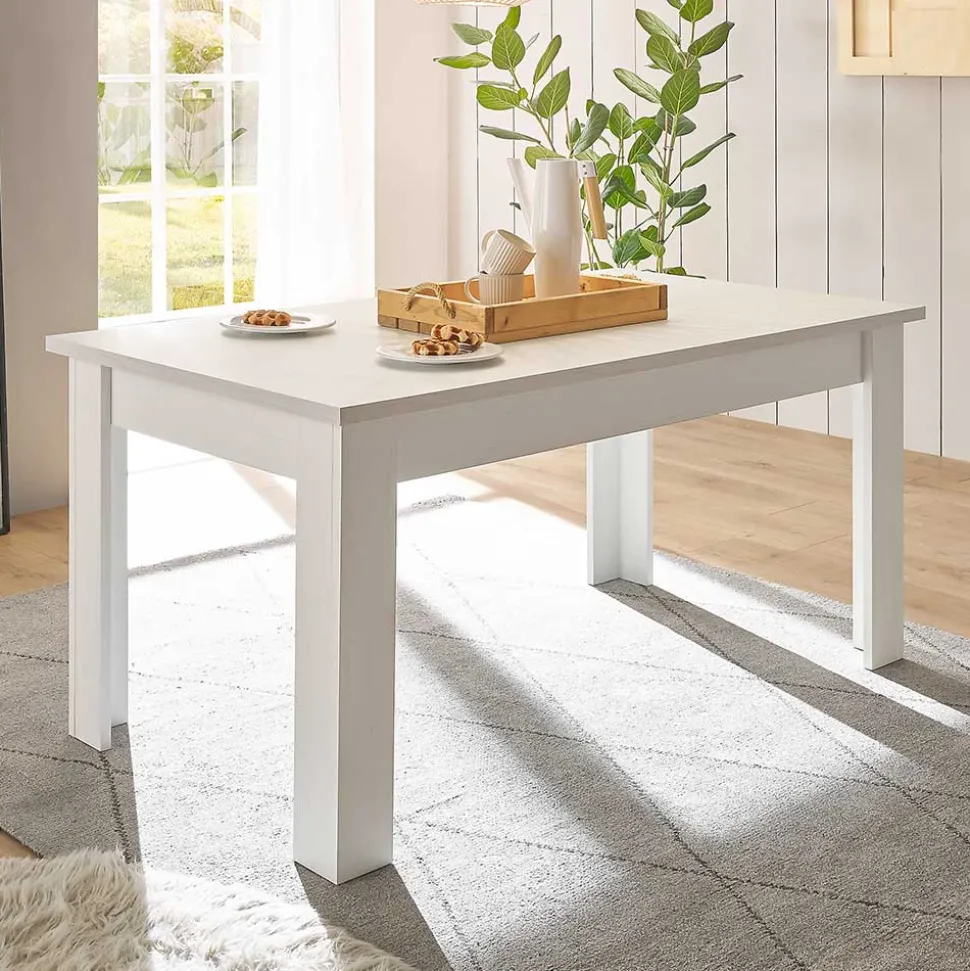 Skandi Esszimmertisch in weißer Holzoptik Pinie - Liancos