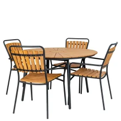 Skandi Garten-Essgruppe aus Teak - Farmer (fünfteilig)