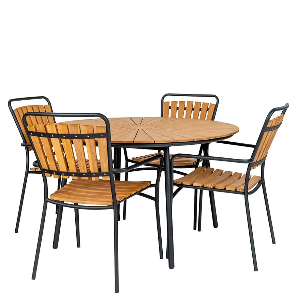 Skandi Garten-Essgruppe aus Teak - Farmer (fünfteilig)