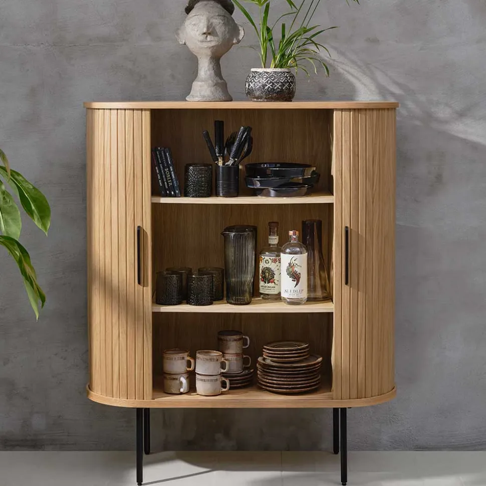 Skandi Highboard oval mit Schiebetüren - Teorina