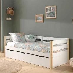 Skandi Kojenbett in Weiß & Kiefer - Ayfina