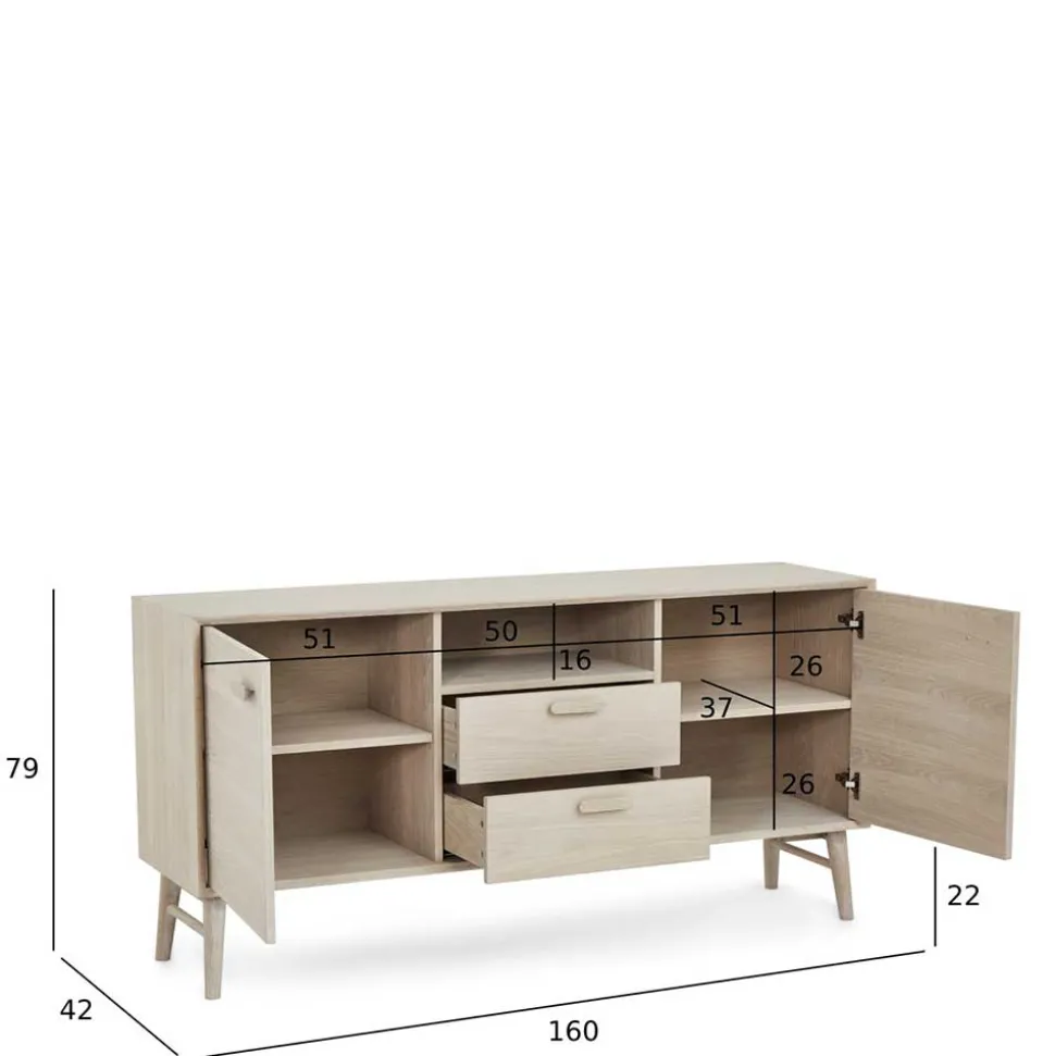 Skandi Kombi-Kommode in Eiche Weiß - Lametla