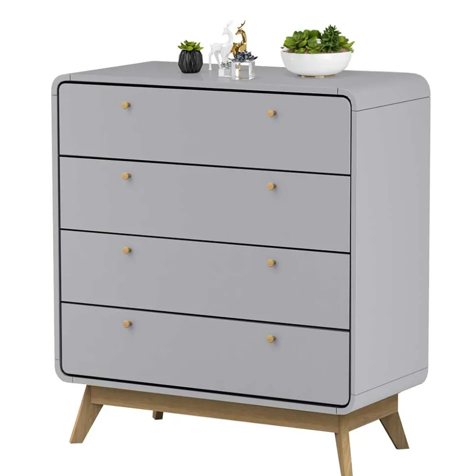 Skandi Kommode in Grau & Eiche - Wavan