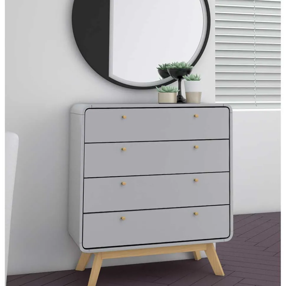 Skandi Kommode in Grau & Eiche - Wavan