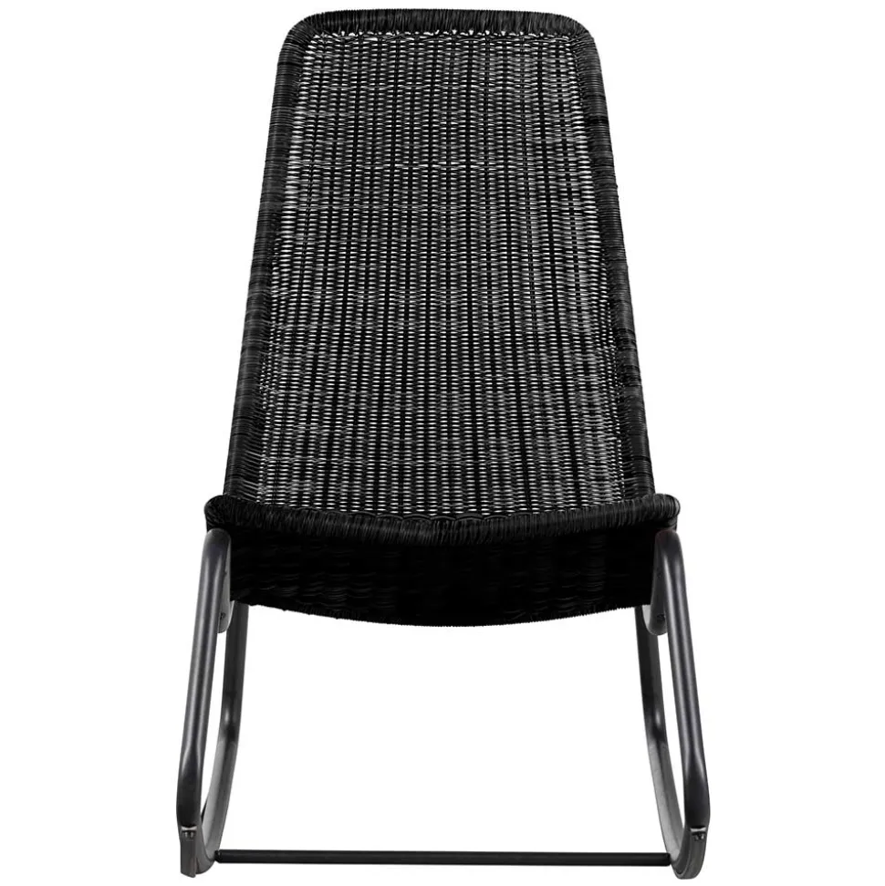 Skandi Schaukelstuhl aus Kunstrattan in Schwarz - Vurgos