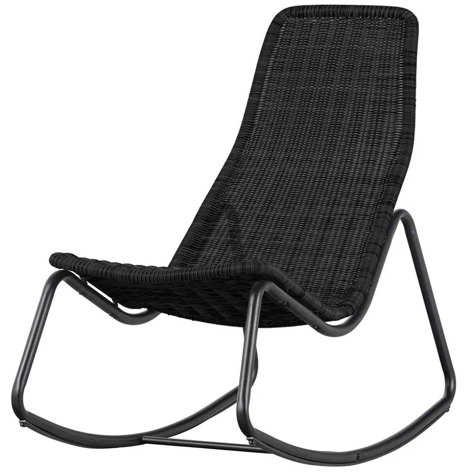 Skandi Schaukelstuhl aus Kunstrattan in Schwarz - Vurgos