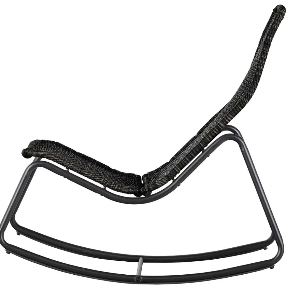 Skandi Schaukelstuhl aus Kunstrattan in Schwarz - Vurgos