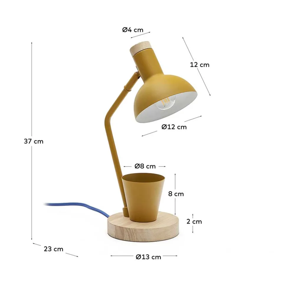 Skandi Schreibtischlampe in Senfgelb und Natur - Race