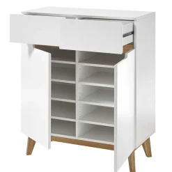 Skandi Schuhschrank in Weiß & Eiche - Blacingo