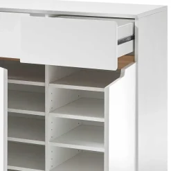 Skandi Schuhschrank in Weiß & Eiche - Blacingo