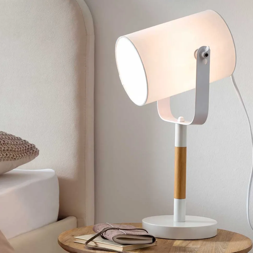 Skandi Tischlampe in Weiß mit Natur - Nantou