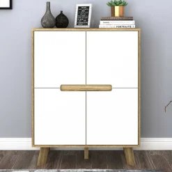 Skandi Türen-Kommode in Weiß & Sonoma-Eiche - Mesues