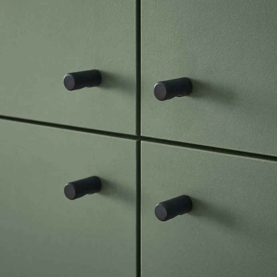 Skandi TV Anbauwand Möbel in Graugrün - Oliva (dreiteilig)