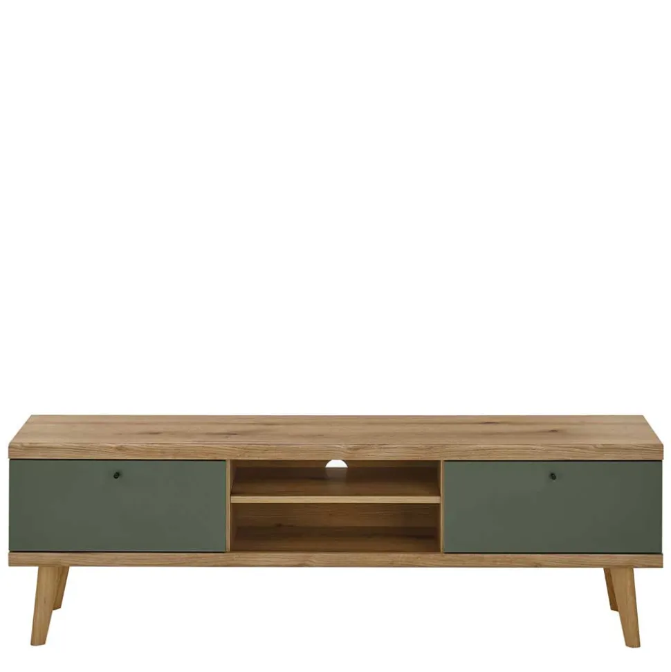 Skandi TV Anbauwand Möbel in Graugrün - Oliva (dreiteilig)