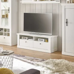 Skandi TV Board in weißer Holzoptik Pinie - Liancos