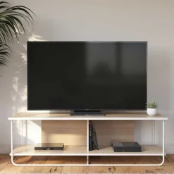 Skandi TV Tisch in Weiß und Natur - Elmavirio