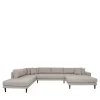 Skandi U-Form Couch in Beigegrau Stoffbezug - Gorgona