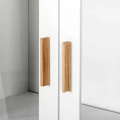 Skandi Vitrine in Weiß und Eiche Natur - Yarisis