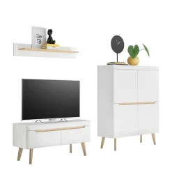 Skandi Wohnzimmermöbel Set - Ginko (dreiteilig)