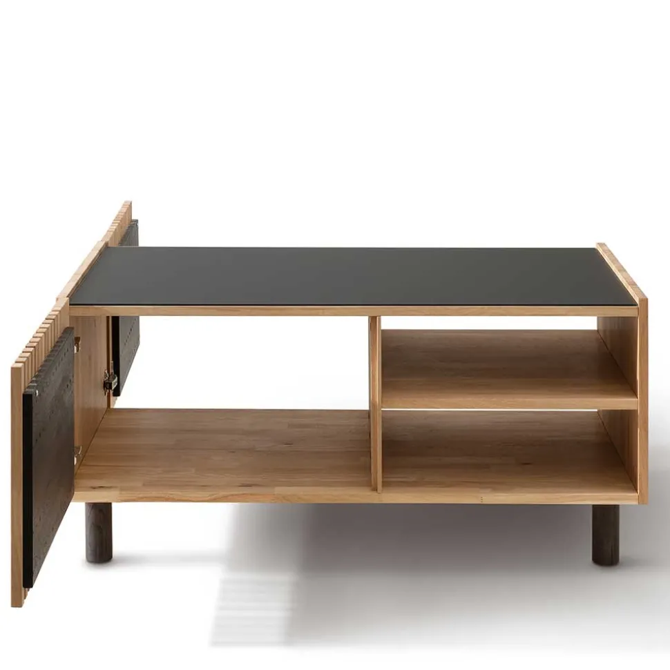 Skandi Wohnzimmertisch aus Wildeiche und Glas - Valouis