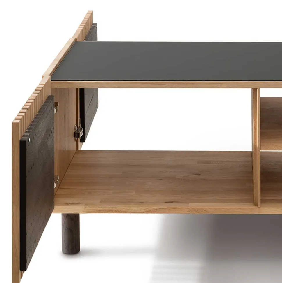 Skandi Wohnzimmertisch aus Wildeiche und Glas - Valouis