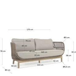 Sofa aus Kordel Geflecht & Holz mit Polster - Calivias