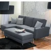 Sofaecke in Jeansblau mit Chrom - Rudolf (zweiteilig)