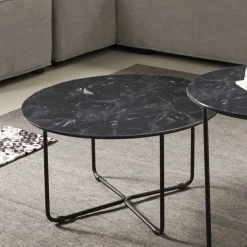 Sofatisch mit Glasplatte in Marmor Optik - Patinca