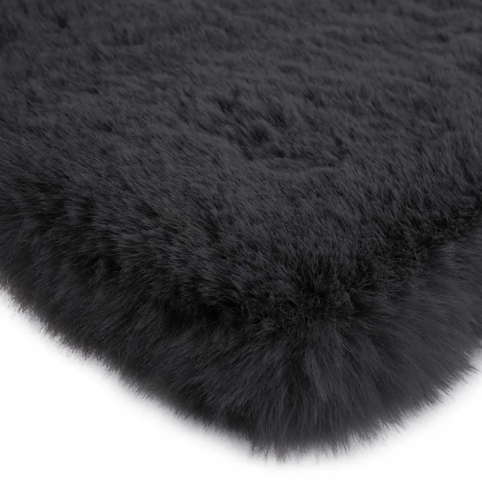 Softer Kunstfellteppich in Anthrazit - Mectilda