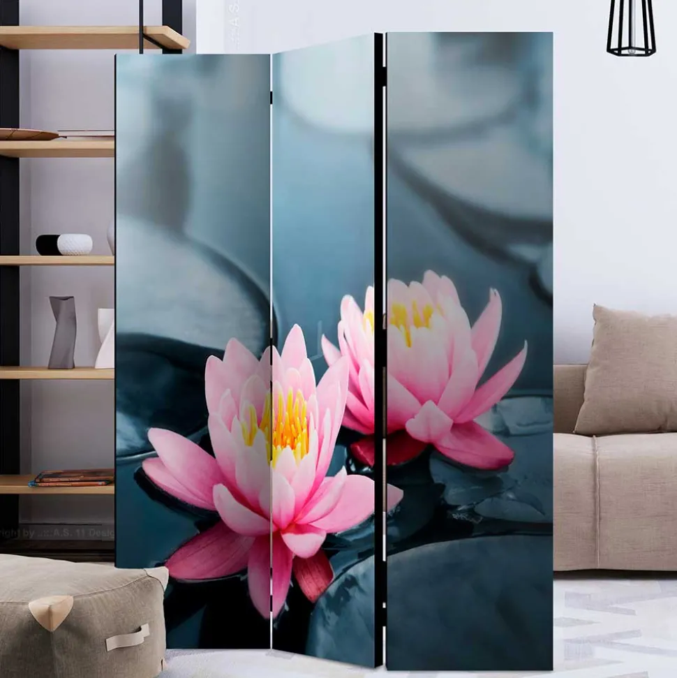 Spanischer Raumteiler mit Foto Rosa Seerose - Emek