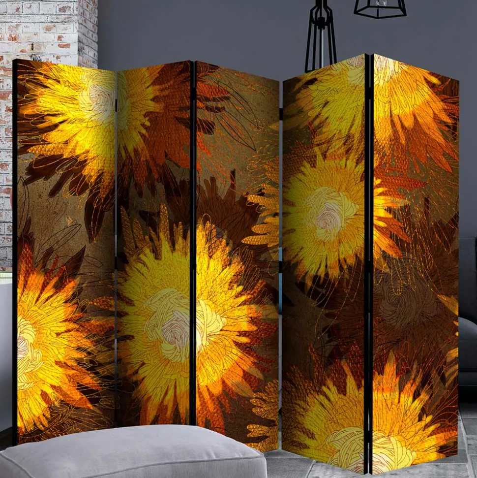 Spanischer Raumteiler mit Sonnenblumen Kunstmotiv - Loazin