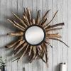 Spiegel im Sonnendesign aus Suar Altholz - Teako