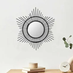 Spiegel mit Rattanrahmen im Stern Look - Manna