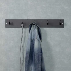 Stahl Garderobe Hakenleiste in Schwarz - Sefino