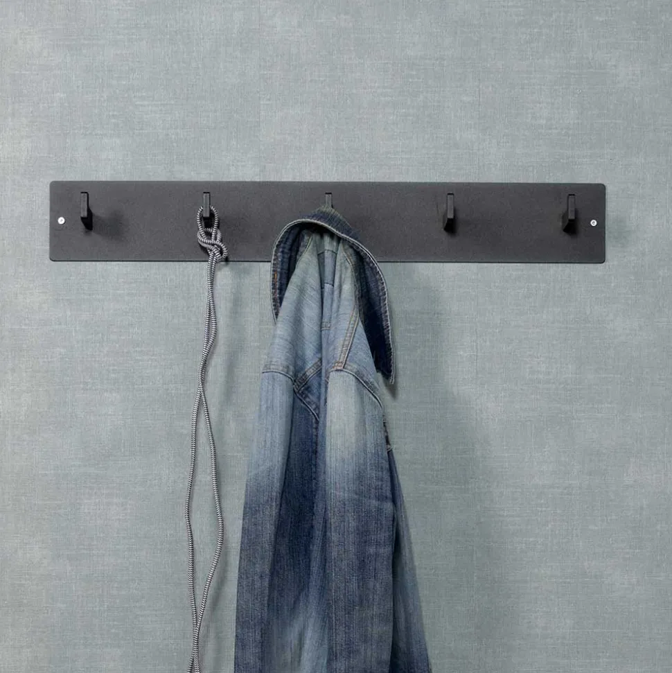 Stahl Garderobe Hakenleiste in Schwarz - Sefino