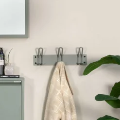 Stahl Hakenleiste mit drei Doppel-Haken - Mecia