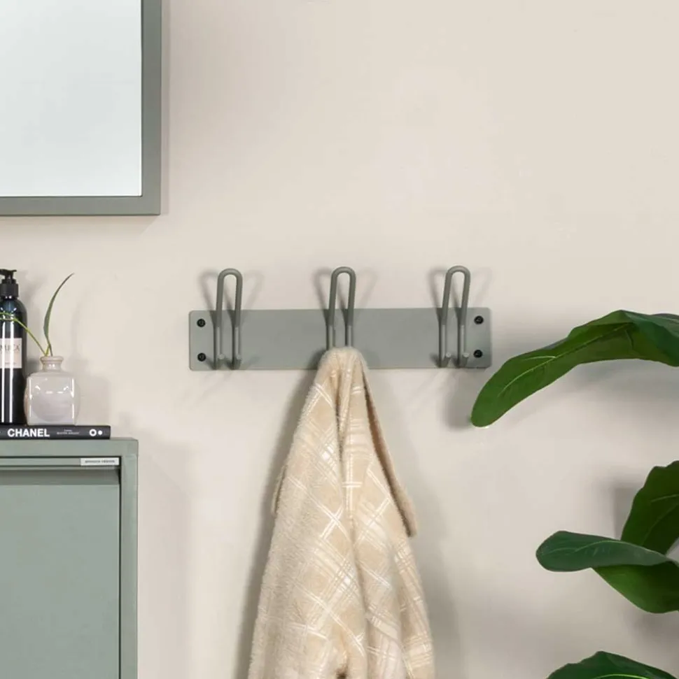 Stahl Hakenleiste mit drei Doppel-Haken - Mecia