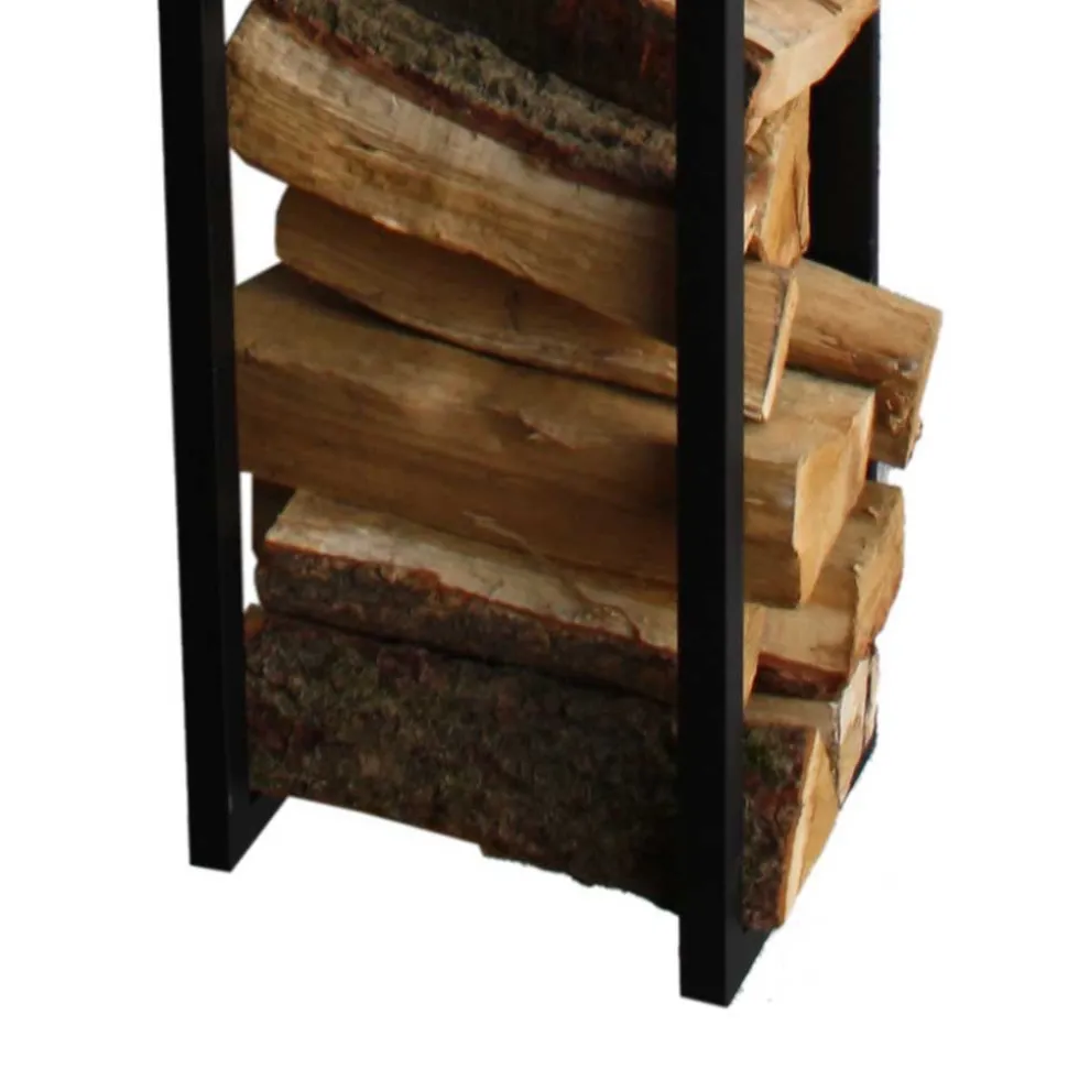 Stahl Kaminholz Regal in Schwarz - Malivio