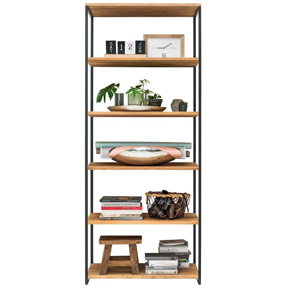 Stahl Regal mit 6 Wildeiche Böden - Sluganov