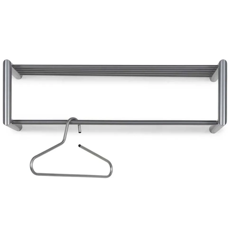 Stahl Wandgarderobe mit Stange & Ablage - Skyline