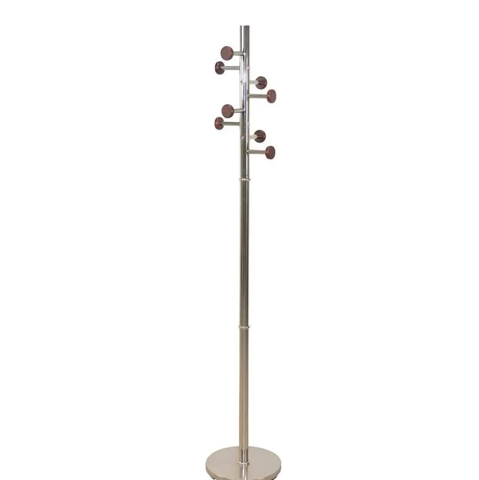 Standgarderobe in Nickelfarben & Natur - Rambano