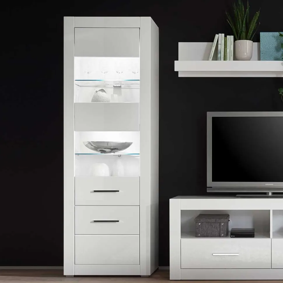 Standvitrine in Hochglanz Weiß Yulis 2-türig