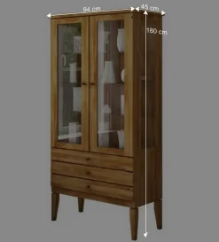 Standvitrine Masdamos aus Wildeiche massiv