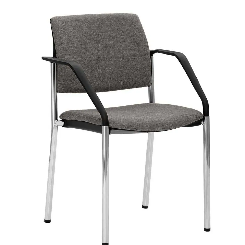 Stapelbarer Armlehnenstuhl in Grau Stoff - Lovanna