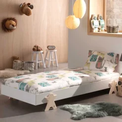 Stapelbett einzeln in Weiß & Natur Kiefer - Elvapo