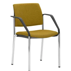 Stapelstuhl mit Armlehnen in Gelb Stoff - Eckomy